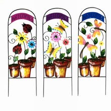 Colorful Metal Flowerpot Shaped Garden Decoration Fence W. Welcome